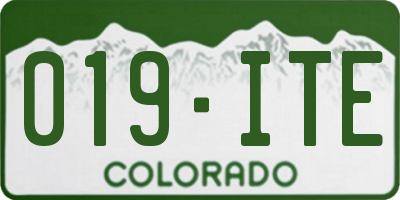 CO license plate 019ITE