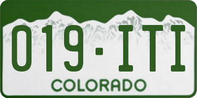 CO license plate 019ITI