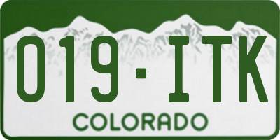 CO license plate 019ITK