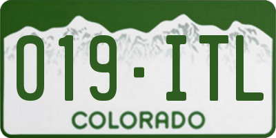 CO license plate 019ITL