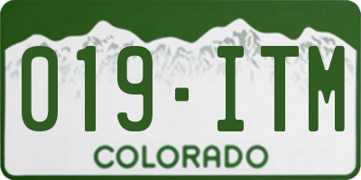 CO license plate 019ITM