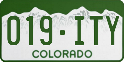 CO license plate 019ITY