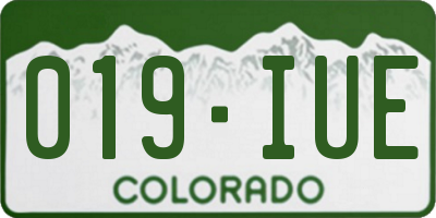 CO license plate 019IUE