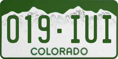 CO license plate 019IUI