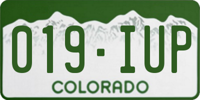 CO license plate 019IUP