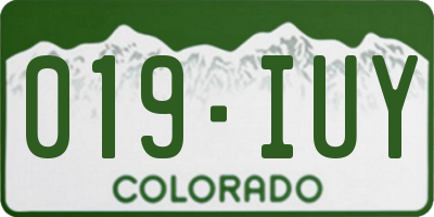CO license plate 019IUY