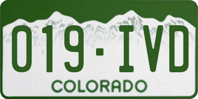 CO license plate 019IVD