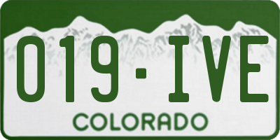 CO license plate 019IVE