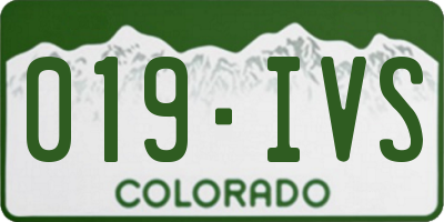 CO license plate 019IVS