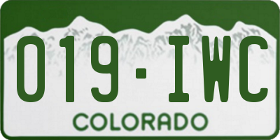 CO license plate 019IWC