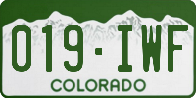 CO license plate 019IWF
