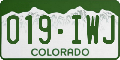 CO license plate 019IWJ