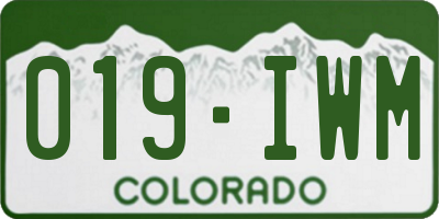 CO license plate 019IWM