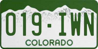 CO license plate 019IWN