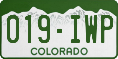 CO license plate 019IWP