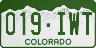 CO license plate 019IWT
