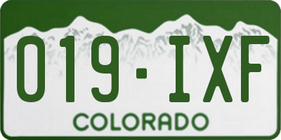 CO license plate 019IXF