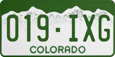 CO license plate 019IXG