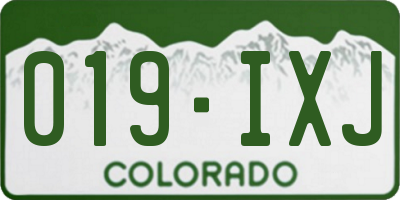 CO license plate 019IXJ