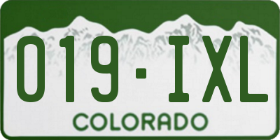CO license plate 019IXL