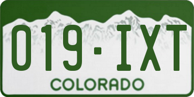 CO license plate 019IXT