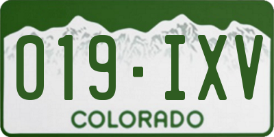 CO license plate 019IXV