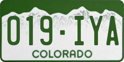CO license plate 019IYA