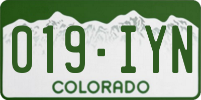 CO license plate 019IYN