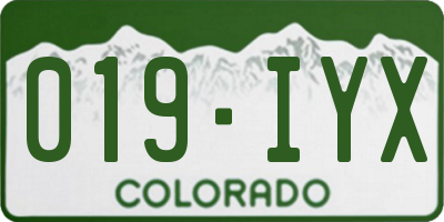 CO license plate 019IYX