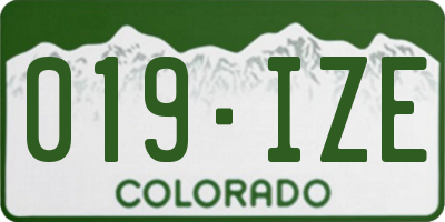 CO license plate 019IZE