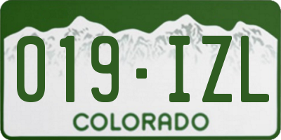 CO license plate 019IZL