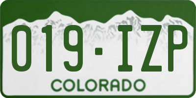 CO license plate 019IZP