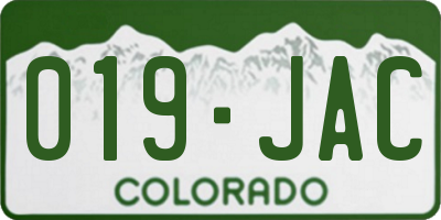 CO license plate 019JAC