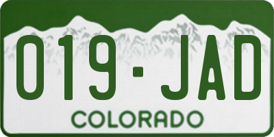 CO license plate 019JAD