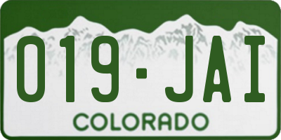CO license plate 019JAI