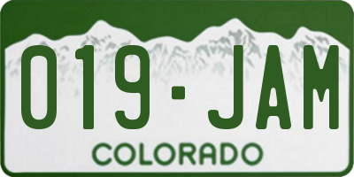 CO license plate 019JAM