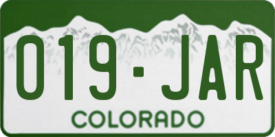CO license plate 019JAR