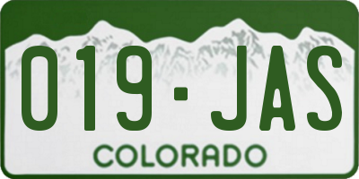 CO license plate 019JAS