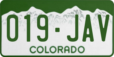 CO license plate 019JAV