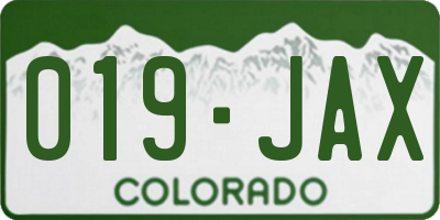 CO license plate 019JAX