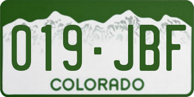 CO license plate 019JBF