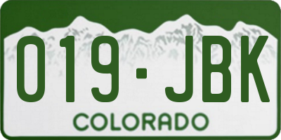 CO license plate 019JBK