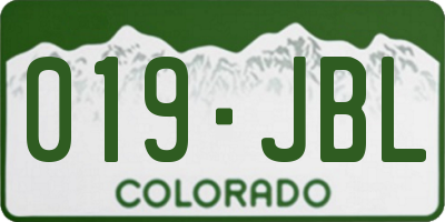 CO license plate 019JBL