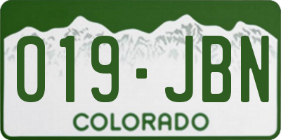 CO license plate 019JBN