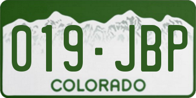 CO license plate 019JBP