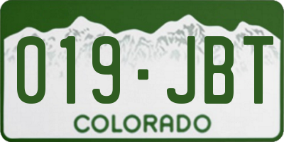 CO license plate 019JBT