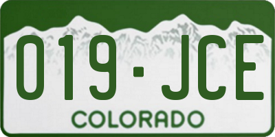 CO license plate 019JCE