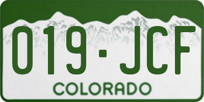 CO license plate 019JCF
