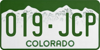 CO license plate 019JCP