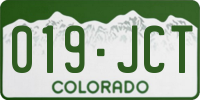 CO license plate 019JCT